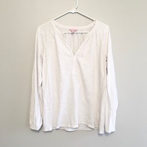 Lilly Pulitzer White V-Neck Long Sleeve Shirt